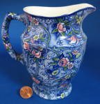 Click here to enlarge image and see more about item 3437: Blue Floral Chintz Pitcher Sadler For Ringtons Tea 1960
