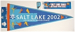 Click here to enlarge image and see more about item 3678a: Salt Lake Olympics 2002 Fan Pack Pennant Pin Bumper Sticker Set Of 3