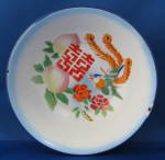 Vintage Enamelware Bowl White With Peaches Fancy Bird
