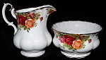 Click here to enlarge image and see more about item 4137b: Cream and Sugar Royal Albert Old Country Roses English