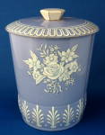 Click here to enlarge image and see more about item 419a: Tea Tin Canister English Blue And White Tea Caddy