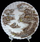 Click here to enlarge image and see more about item 4375: Happy England Luncheon Plate Brown Transfer Johnson Bro