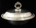 Click to view larger image of Silver Plate Casserole And Lid Fire King Insert Dish (Image7)