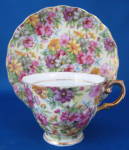 Chintz Cup And Saucer Pale Yellow With Floral Porcelain