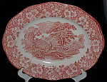 Click to view larger image of Woodland Pink Transferware Platter Unicorn Ironstone (Image1)