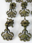 Brass Drawer Pulls Drops UK Set Of 4 W/ Fittings Fancy 1920s