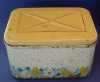 Click here to enlarge image and see more about item 4736: Bread Box Enamel Yellow Floral 1950s Retro