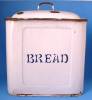 Click here to enlarge image and see more about item 4737a: Antique English Bread Bin Enamelware Bread Box Neat