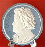 Antique English Jasperware Plaque Beethoven Blue White