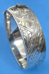 Click here to enlarge image and see more about item 5415aa: Sterling Silver Bangle Bracelet Hallmarks Hand Engraved