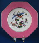 Wedgwood England Fancy Bird Plate Pink Hexagon Vintage