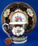 Click here to enlarge image and see more about item 5450a: Cabinet Cup and Saucer Floral Gold Crown Staffordshire