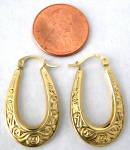 Fancy Hoop Earrings 14kt Yellow Gold Vintage 1970s
