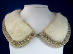 Beaded Rabbit Fur Collar Pearls Beads 1950s Retro