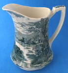 Click to view larger image of Pitcher Meakin Green Transferware Tintern Jug Antique (Image1)