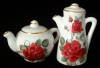 Click here to enlarge image and see more about item 5844cc: Teapot Coffeepot Salt and Pepper Roses Royal Patrician