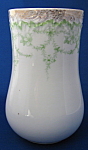 Antique Celery Jar Green Floral Transferware Vase