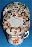 English Imari Cup Saucer Plate Victorian Antique Hudson