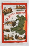 Click here to enlarge image and see more about item 6136: Tea Towel England Welcome To Wales Vintage Welsh