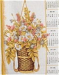 Click here to enlarge image and see more about item 6138: Vintage Tea Towel Calendar 1985 Hanging Basket