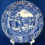 Blue Transferware Plate Landscape Midwinter Antique