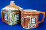Click to view larger image of Cottageware Cream and Sugar English Thatched Vintage (Image1)