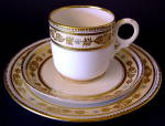 Antique Teacup Trio Staffordshire Gold Hearts Peach