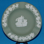 Wedgwood Green Jasperware England Ashtray Cupid Asleep