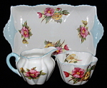 Click here to enlarge image and see more about item 6588: Shelley Begonia Cream Sugar Tray Dainty Shape Mint