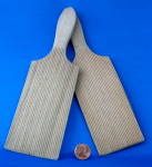 Click here to enlarge image and see more about item 6595a: Antique Butter Paddles Pair English Corrugated Hands