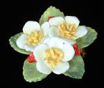 Vintage Flower Brooch Pin Bone China Signed Hand Made