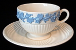 Click here to enlarge image and see more about item 6598: Cup And Saucer Wedgwood Embossed Queens Ware Edme