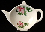 Click here to enlarge image and see more about item 6616: Teapot Shape Tea Bag Caddy Roses Royal Patrician