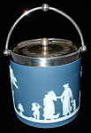 Antique Wedgwood Jasper Dip England Biscuit Barrel Blue