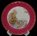 Shelley Heather Dinner Plate Magenta Gold Overlay