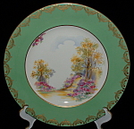 Click here to enlarge image and see more about item 6713: Shelley Englands Charm Dinner Plate Green Gold Overlay