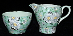 Shelley England Green Daisies Chintz Cream and Sugar
