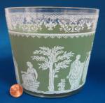 Jeanette Glass Hellenic Ice Bucket Green Like Wedgwood Retro