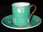 Click here to enlarge image and see more about item 6904a: Shelley England Green Mocha Cup And Saucer Stencil