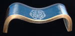 Click here to enlarge image and see more about item 6958a: Knife Rest Curved Glass Ribbon Oriental Motif Gold Edge