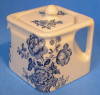 Click here to enlarge image and see more about item 7012: Square Teapot Charlotte Blue Transfer Cube England