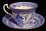 Click to view larger image of Royal Grafton Cup And Saucer Blue Willow Gold Trim (Image1)