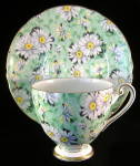 Click to view larger image of Shelley Green Daisy Chintz Ripon Cup and Saucer England (Image1)
