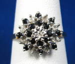 Click to view larger image of Ring Sapphires and Diamonds Cluster English Vintage (Image1)