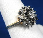 Click to view larger image of Ring Sapphires and Diamonds Cluster English Vintage (Image2)