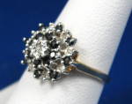 Click to view larger image of Ring Sapphires and Diamonds Cluster English Vintage (Image3)