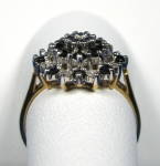 Click to view larger image of Ring Sapphires and Diamonds Cluster English Vintage (Image5)