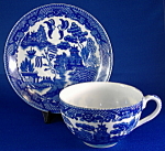 Click here to enlarge image and see more about item 7297: Occupied Japan Cup And Saucer Blue Willow Excellent