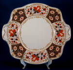 Click here to enlarge image and see more about item 7316a: Johnson Bros Rutland Imari Lugged Cake Plate Pareek