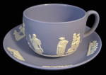 Click to view larger image of Wedgwood Jasperware Cup and Saucer Cherubs Sacrifice (Image1)
